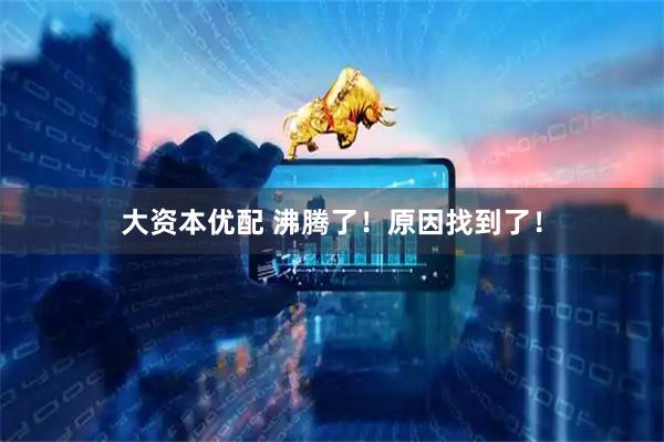 大资本优配 沸腾了！原因找到了！